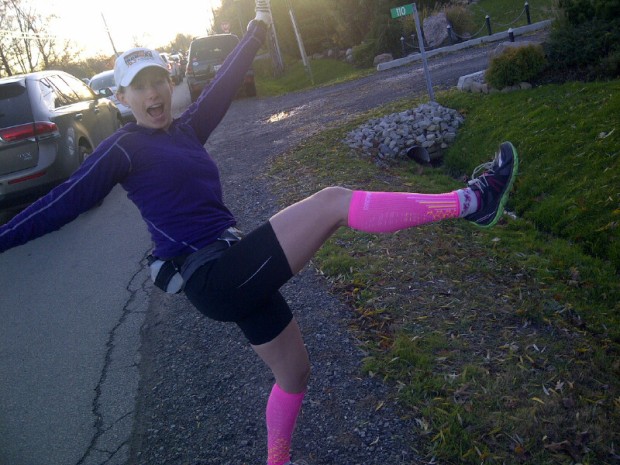 Way too much energy...but I LOVE my neon pink compression socks!
